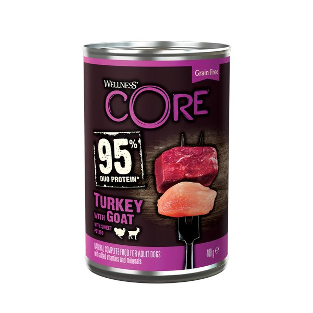 Wellness CORE Dog Wet 95% Duo Protein Turkey with Goat with Sweet Potato Recipe 400g