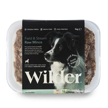 Wilder raw dog food package with a black and white dog on the label