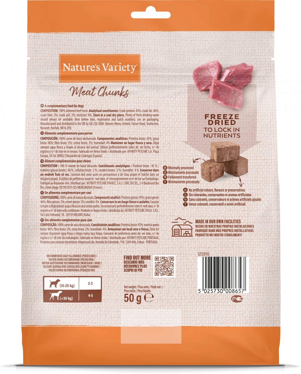 Nature's Variety Freeze Dried Beef Chunks (50g)