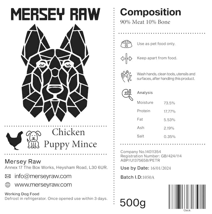 Mersey Raw Puppy Raw Dog Food (500g)