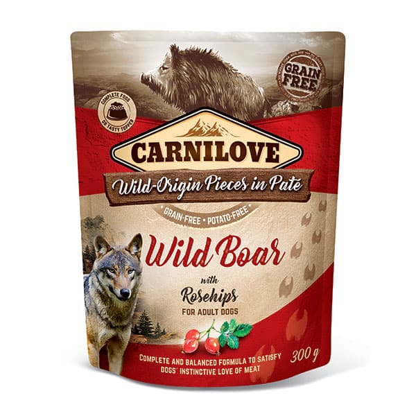 Carnilove Wild Boar with Rosehips (Wet Pouch) (300g) - Tilly's Treat Cupboard