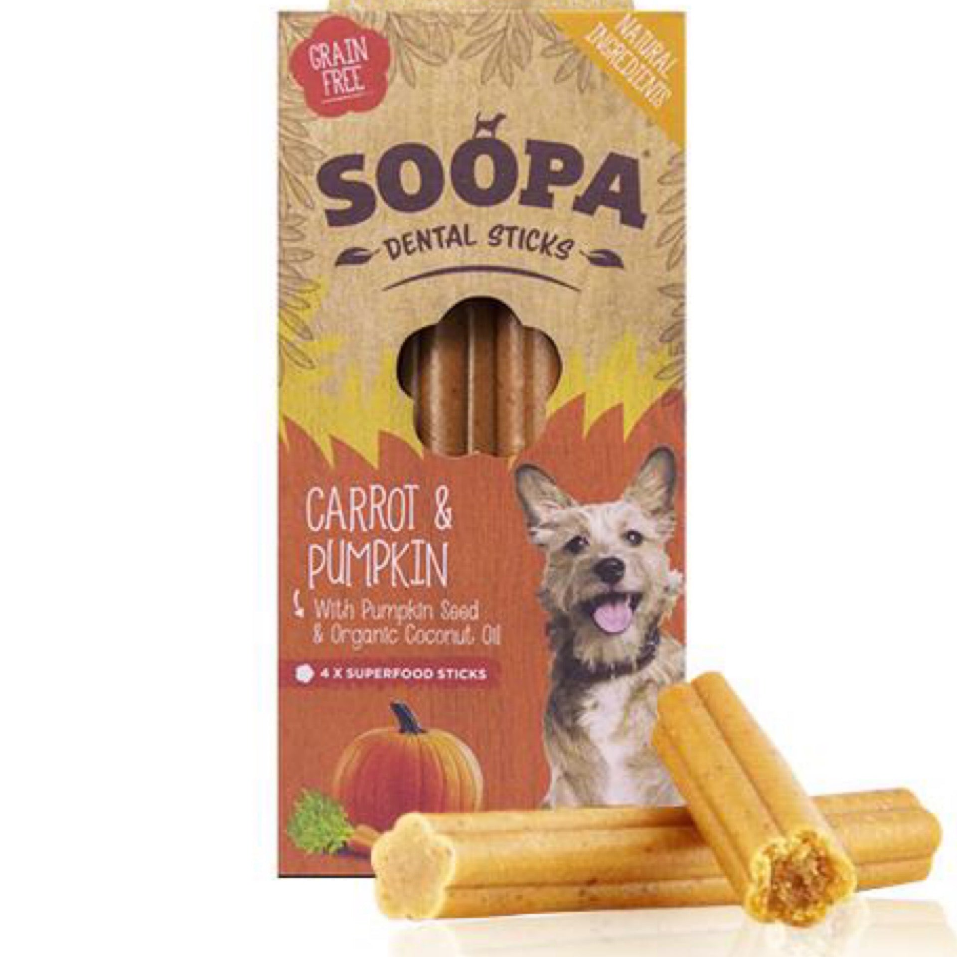 Soopa Carrot and Pumpkin Dental Sticks 100g