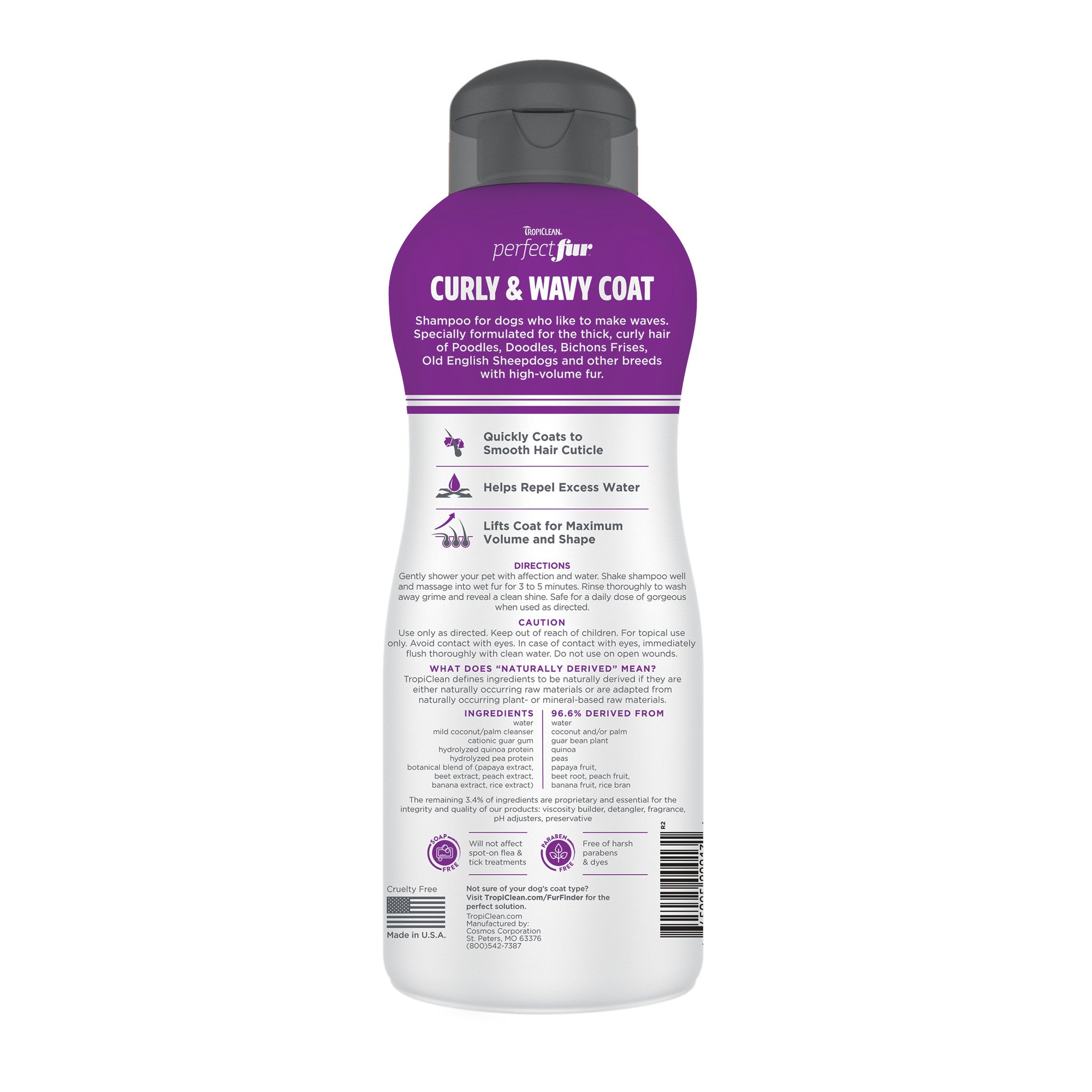 TropiClean PerfectFur Curly & Wavy Dog Shampoo 473ml - Tilly's Treat Cupboard